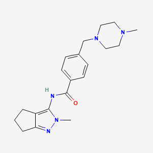 molecular formula C20H27N5O B6752247 N-(2-methyl-5,6-dihydro-4H-cyclopenta[c]pyrazol-3-yl)-4-[(4-methylpiperazin-1-yl)methyl]benzamide 