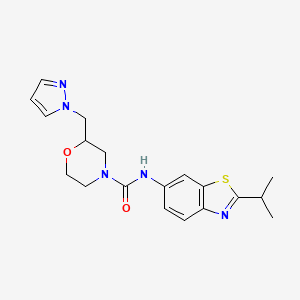 molecular formula C19H23N5O2S B6752515 N-(2-propan-2-yl-1,3-benzothiazol-6-yl)-2-(pyrazol-1-ylmethyl)morpholine-4-carboxamide 
