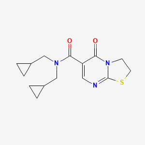 molecular formula C15H19N3O2S B6752931 N,N-bis(cyclopropylmethyl)-5-oxo-2,3-dihydro-[1,3]thiazolo[3,2-a]pyrimidine-6-carboxamide 