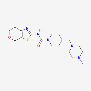 molecular formula C18H29N5O2S B6753005 N-(6,7-dihydro-4H-pyrano[4,3-d][1,3]thiazol-2-yl)-4-[(4-methylpiperazin-1-yl)methyl]piperidine-1-carboxamide 