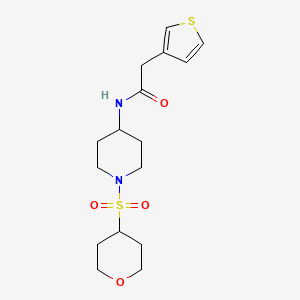 molecular formula C16H24N2O4S2 B6753095 N-[1-(oxan-4-ylsulfonyl)piperidin-4-yl]-2-thiophen-3-ylacetamide 