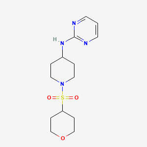 molecular formula C14H22N4O3S B6753132 N-[1-(oxan-4-ylsulfonyl)piperidin-4-yl]pyrimidin-2-amine 