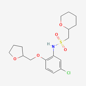 molecular formula C17H24ClNO5S B6753489 N-[5-chloro-2-(oxolan-2-ylmethoxy)phenyl]-1-(oxan-2-yl)methanesulfonamide 