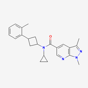 molecular formula C23H26N4O B6753594 N-cyclopropyl-1,3-dimethyl-N-[3-(2-methylphenyl)cyclobutyl]pyrazolo[3,4-b]pyridine-5-carboxamide 