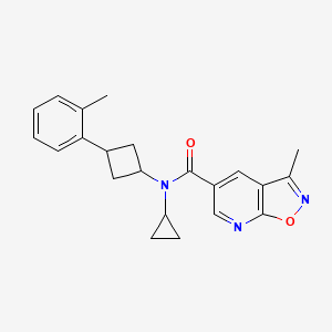 molecular formula C22H23N3O2 B6753616 N-cyclopropyl-3-methyl-N-[3-(2-methylphenyl)cyclobutyl]-[1,2]oxazolo[5,4-b]pyridine-5-carboxamide 