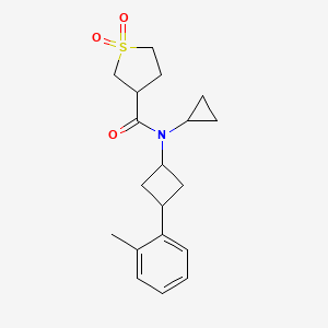 molecular formula C19H25NO3S B6753622 N-cyclopropyl-N-[3-(2-methylphenyl)cyclobutyl]-1,1-dioxothiolane-3-carboxamide 
