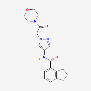 molecular formula C19H22N4O3 B6753657 N-[1-(2-morpholin-4-yl-2-oxoethyl)pyrazol-4-yl]-2,3-dihydro-1H-indene-4-carboxamide 