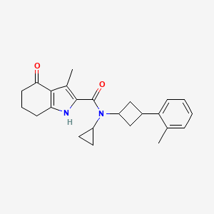 molecular formula C24H28N2O2 B6753670 N-cyclopropyl-3-methyl-N-[3-(2-methylphenyl)cyclobutyl]-4-oxo-1,5,6,7-tetrahydroindole-2-carboxamide 