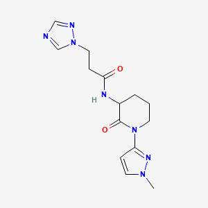molecular formula C14H19N7O2 B6753837 N-[1-(1-methylpyrazol-3-yl)-2-oxopiperidin-3-yl]-3-(1,2,4-triazol-1-yl)propanamide 
