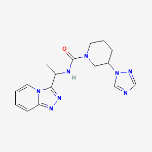 molecular formula C16H20N8O B6754435 N-[1-([1,2,4]triazolo[4,3-a]pyridin-3-yl)ethyl]-3-(1,2,4-triazol-1-yl)piperidine-1-carboxamide 