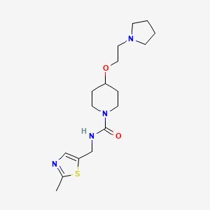 molecular formula C17H28N4O2S B6754454 N-[(2-methyl-1,3-thiazol-5-yl)methyl]-4-(2-pyrrolidin-1-ylethoxy)piperidine-1-carboxamide 