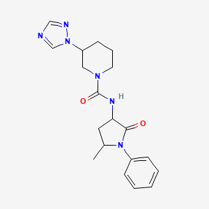 molecular formula C19H24N6O2 B6754487 N-(5-methyl-2-oxo-1-phenylpyrrolidin-3-yl)-3-(1,2,4-triazol-1-yl)piperidine-1-carboxamide 