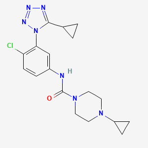 molecular formula C18H22ClN7O B6754519 N-[4-chloro-3-(5-cyclopropyltetrazol-1-yl)phenyl]-4-cyclopropylpiperazine-1-carboxamide 