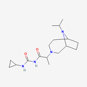 molecular formula C17H30N4O2 B6754525 N-(cyclopropylcarbamoyl)-2-(9-propan-2-yl-3,9-diazabicyclo[4.2.1]nonan-3-yl)propanamide 