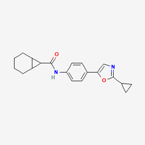 molecular formula C20H22N2O2 B6754539 N-[4-(2-cyclopropyl-1,3-oxazol-5-yl)phenyl]bicyclo[4.1.0]heptane-7-carboxamide 