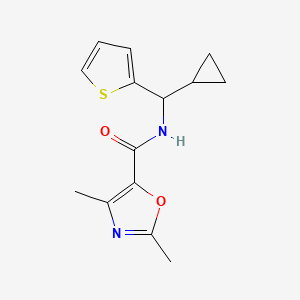 molecular formula C14H16N2O2S B6754540 N-[cyclopropyl(thiophen-2-yl)methyl]-2,4-dimethyl-1,3-oxazole-5-carboxamide 