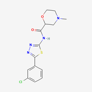 molecular formula C14H15ClN4O2S B6754569 N-[5-(3-chlorophenyl)-1,3,4-thiadiazol-2-yl]-4-methylmorpholine-2-carboxamide 