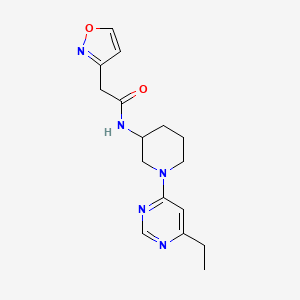 molecular formula C16H21N5O2 B6754579 N-[1-(6-ethylpyrimidin-4-yl)piperidin-3-yl]-2-(1,2-oxazol-3-yl)acetamide 