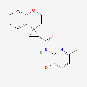 molecular formula C19H20N2O3 B6754670 N-(3-methoxy-6-methylpyridin-2-yl)spiro[2,3-dihydrochromene-4,2'-cyclopropane]-1'-carboxamide 