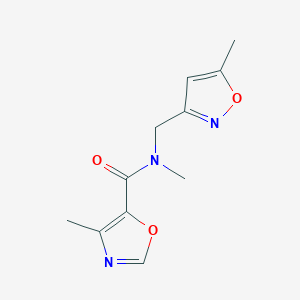 molecular formula C11H13N3O3 B6754774 N,4-dimethyl-N-[(5-methyl-1,2-oxazol-3-yl)methyl]-1,3-oxazole-5-carboxamide 