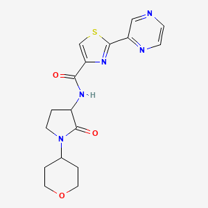 molecular formula C17H19N5O3S B6754777 N-[1-(oxan-4-yl)-2-oxopyrrolidin-3-yl]-2-pyrazin-2-yl-1,3-thiazole-4-carboxamide 
