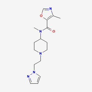 molecular formula C16H23N5O2 B6754816 N,4-dimethyl-N-[1-(2-pyrazol-1-ylethyl)piperidin-4-yl]-1,3-oxazole-5-carboxamide 
