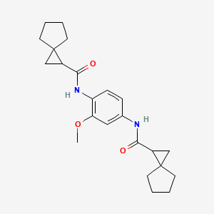 molecular formula C23H30N2O3 B6754834 N-[3-methoxy-4-(spiro[2.4]heptane-2-carbonylamino)phenyl]spiro[2.4]heptane-2-carboxamide 
