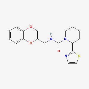molecular formula C18H21N3O3S B6754865 N-(2,3-dihydro-1,4-benzodioxin-3-ylmethyl)-2-(1,3-thiazol-2-yl)piperidine-1-carboxamide 