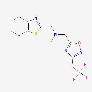 molecular formula C14H17F3N4OS B6754878 N-methyl-N-(4,5,6,7-tetrahydro-1,3-benzothiazol-2-ylmethyl)-1-[3-(2,2,2-trifluoroethyl)-1,2,4-oxadiazol-5-yl]methanamine 