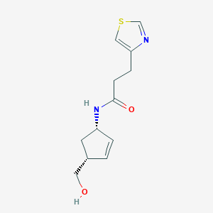 molecular formula C12H16N2O2S B6754926 N-[(1S,4R)-4-(hydroxymethyl)cyclopent-2-en-1-yl]-3-(1,3-thiazol-4-yl)propanamide 
