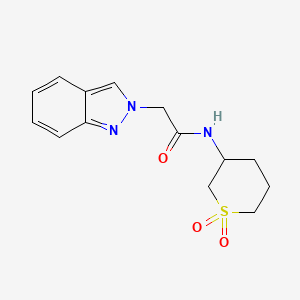 molecular formula C14H17N3O3S B6755083 N-(1,1-dioxothian-3-yl)-2-indazol-2-ylacetamide 