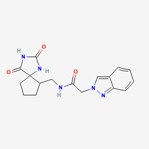 molecular formula C17H19N5O3 B6755106 N-[(2,4-dioxo-1,3-diazaspiro[4.4]nonan-9-yl)methyl]-2-indazol-2-ylacetamide 