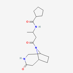 molecular formula C17H27N3O3 B6755159 N-[4-oxo-4-(4-oxo-3,9-diazabicyclo[4.2.1]nonan-9-yl)butan-2-yl]cyclopentanecarboxamide 