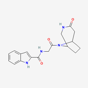 molecular formula C18H20N4O3 B6755160 N-[2-oxo-2-(4-oxo-3,9-diazabicyclo[4.2.1]nonan-9-yl)ethyl]-1H-indole-2-carboxamide 