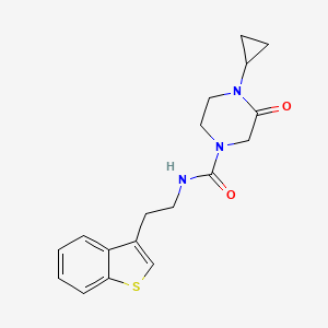 molecular formula C18H21N3O2S B6755180 N-[2-(1-benzothiophen-3-yl)ethyl]-4-cyclopropyl-3-oxopiperazine-1-carboxamide 