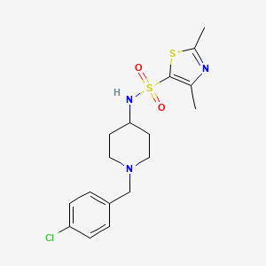 molecular formula C17H22ClN3O2S2 B6755192 N-[1-[(4-chlorophenyl)methyl]piperidin-4-yl]-2,4-dimethyl-1,3-thiazole-5-sulfonamide 