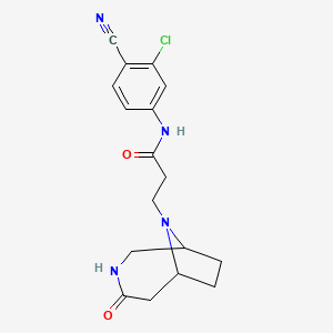 molecular formula C17H19ClN4O2 B6755219 N-(3-chloro-4-cyanophenyl)-3-(4-oxo-3,9-diazabicyclo[4.2.1]nonan-9-yl)propanamide 