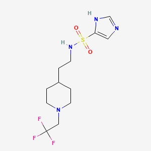molecular formula C12H19F3N4O2S B6755277 N-[2-[1-(2,2,2-trifluoroethyl)piperidin-4-yl]ethyl]-1H-imidazole-5-sulfonamide 