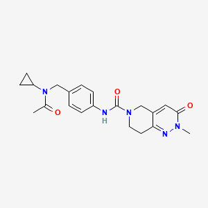 molecular formula C21H25N5O3 B6755328 N-[4-[[acetyl(cyclopropyl)amino]methyl]phenyl]-2-methyl-3-oxo-7,8-dihydro-5H-pyrido[4,3-c]pyridazine-6-carboxamide 
