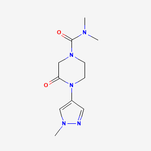 molecular formula C11H17N5O2 B6755426 N,N-dimethyl-4-(1-methylpyrazol-4-yl)-3-oxopiperazine-1-carboxamide 