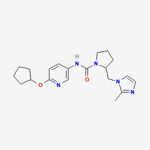 molecular formula C20H27N5O2 B6755575 N-(6-cyclopentyloxypyridin-3-yl)-2-[(2-methylimidazol-1-yl)methyl]pyrrolidine-1-carboxamide 