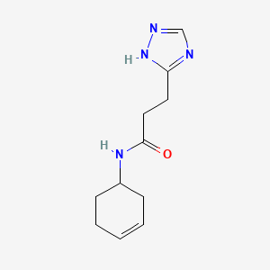 molecular formula C11H16N4O B6755576 N-cyclohex-3-en-1-yl-3-(1H-1,2,4-triazol-5-yl)propanamide 
