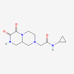 molecular formula C12H18N4O3 B6755603 N-cyclopropyl-2-(6,7-dioxo-1,3,4,8,9,9a-hexahydropyrazino[1,2-a]pyrazin-2-yl)acetamide 