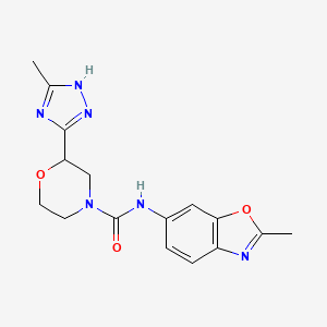 molecular formula C16H18N6O3 B6755705 N-(2-methyl-1,3-benzoxazol-6-yl)-2-(5-methyl-1H-1,2,4-triazol-3-yl)morpholine-4-carboxamide 