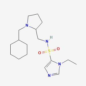 molecular formula C17H30N4O2S B6755764 N-[[1-(cyclohexylmethyl)pyrrolidin-2-yl]methyl]-3-ethylimidazole-4-sulfonamide 