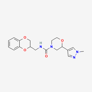 molecular formula C18H22N4O4 B6755795 N-(2,3-dihydro-1,4-benzodioxin-3-ylmethyl)-2-(1-methylpyrazol-4-yl)morpholine-4-carboxamide 