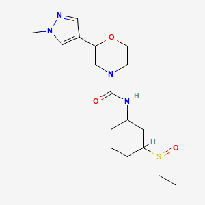 molecular formula C17H28N4O3S B6755949 N-(3-ethylsulfinylcyclohexyl)-2-(1-methylpyrazol-4-yl)morpholine-4-carboxamide 