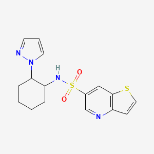 molecular formula C16H18N4O2S2 B6755997 N-(2-pyrazol-1-ylcyclohexyl)thieno[3,2-b]pyridine-6-sulfonamide 