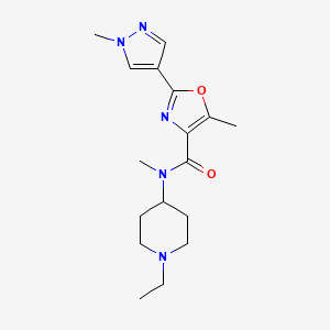 molecular formula C17H25N5O2 B6756017 N-(1-ethylpiperidin-4-yl)-N,5-dimethyl-2-(1-methylpyrazol-4-yl)-1,3-oxazole-4-carboxamide 