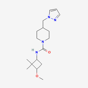 molecular formula C17H28N4O2 B6756186 N-(3-methoxy-2,2-dimethylcyclobutyl)-4-(pyrazol-1-ylmethyl)piperidine-1-carboxamide 